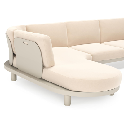Donato loungehoek in beige aluminium met natte linen chalk all weather sunbrella® luxe kussen