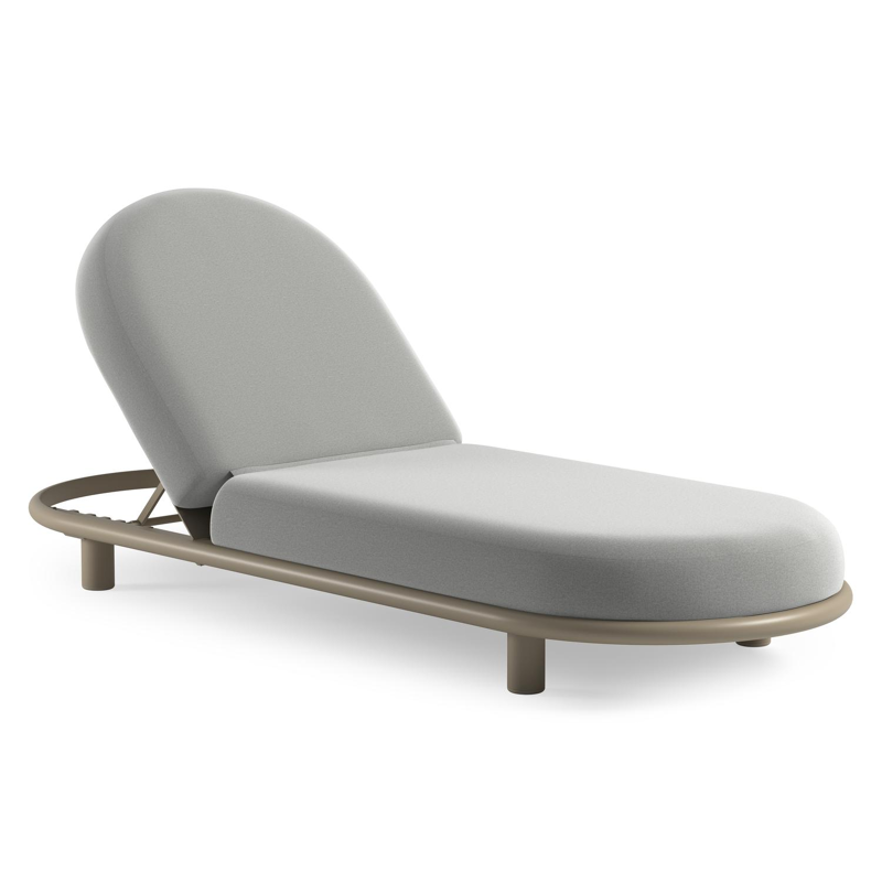 Chaise longue réglable Lomano en aluminium beige avec natte grey chine all weather sunbrella® luxe coussin
