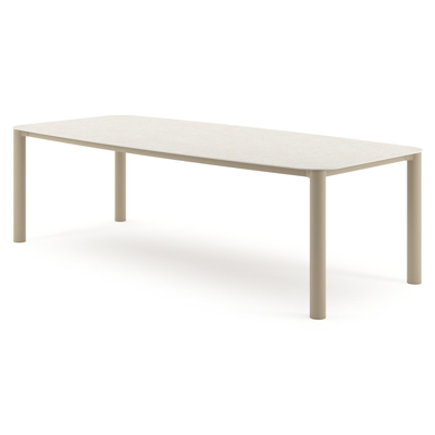 Orso tuintafel bootvorm in beige aluminium en volkeramiek Shilin - L 255 x B 115 x H 74.5 cm
