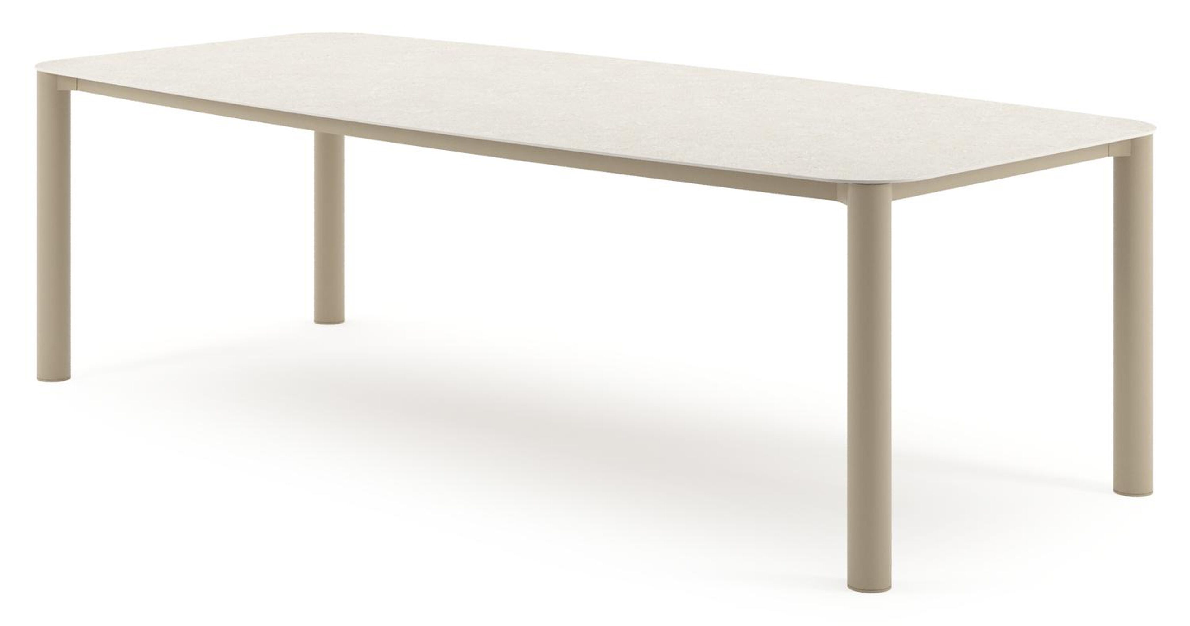 Orso tuintafel bootvorm in beige aluminium en volkeramiek Shilin - L 255 x B 115 x H 74.5 cm