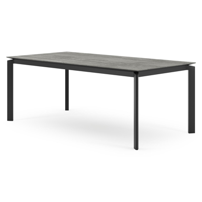 Cirello tuintafel in zwart aluminium en volkeramiek aspen grey - L 200 x B 100 x H 75 cm