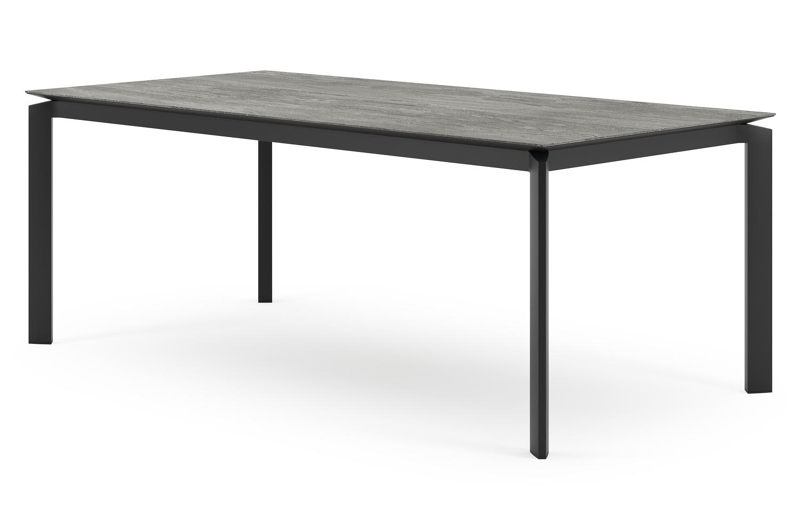 Cirello tuintafel in zwart aluminium en volkeramiek aspen grey - L 200 x B 100 x H 75 cm