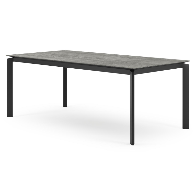 Cirello tuintafel in zwart aluminium en volkeramiek aspen grey - L 200 x B 100 x H 75 cm