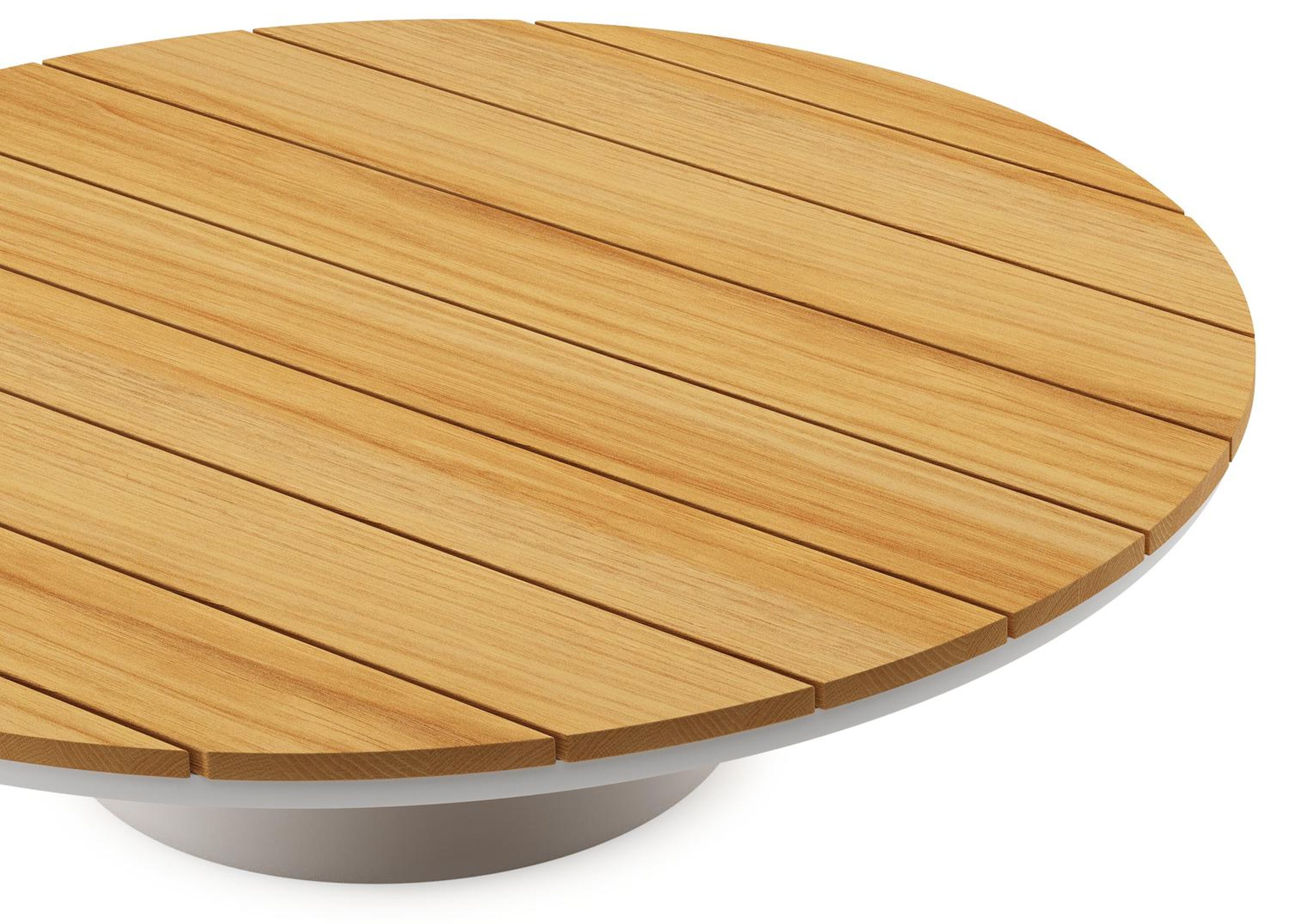 Amico loungetafel rond in wit aluminium en teak - Dia. 110 x H 28 cm