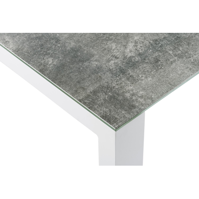 Trente tuinset in wit aluminium en teak naturel tafelblad met 10 stapelbare Madura tuinstoelen