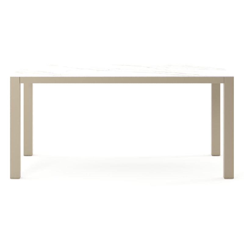 Como tuintafel rechthoekig in beige aluminium en volkeramiek Calacatta - L 160 x B 100 x H 73 cm