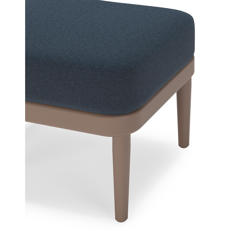 Pouf Orso en aluminium taupe et coussins en all weather sunbrella® luxe Heritage Indigo
