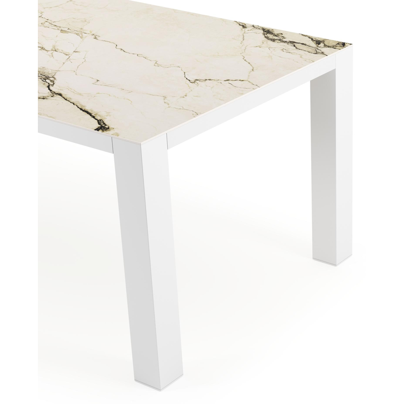 Nano tuintafel rechthoekig in wit aluminium en volkeramiek colorado dunes - L 200 x B 100 x H 75 cm