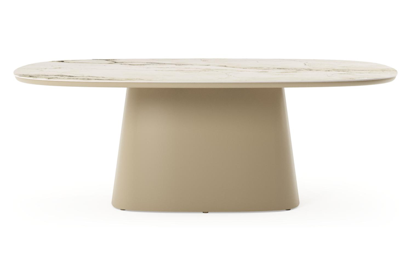 Amico tuintafel bombo xl in beige aluminium en volkeramiek Colorado Dunes - L 210 x B 148 x H 73.5 cm