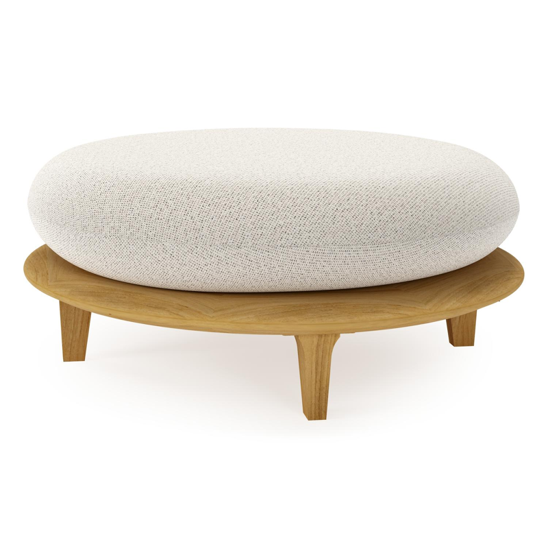 Bomero poef in teak met firenze natural all weather solica kussen