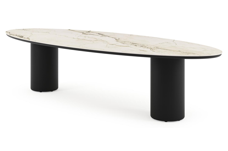 Amico tuintafel ovaal in zwart aluminium en volkeramiek Colorado Dunes - L 320 x B 130 x H 73.5 cm