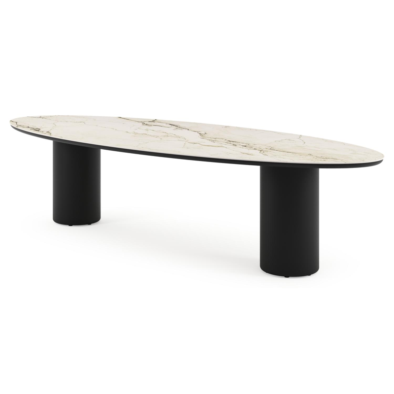 Amico tuintafel ovaal in zwart aluminium en volkeramiek Colorado Dunes - L 320 x B 130 x H 73.5 cm