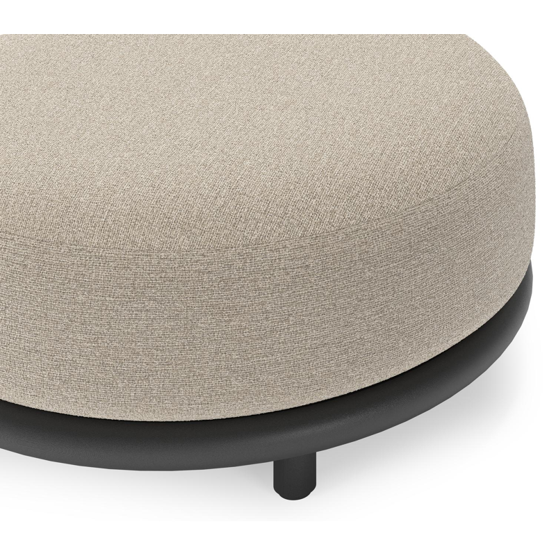 Lomano poef in zwart aluminium en beige verticaal geweven luxe vlakke rope met Catania Greige all weather cosytica