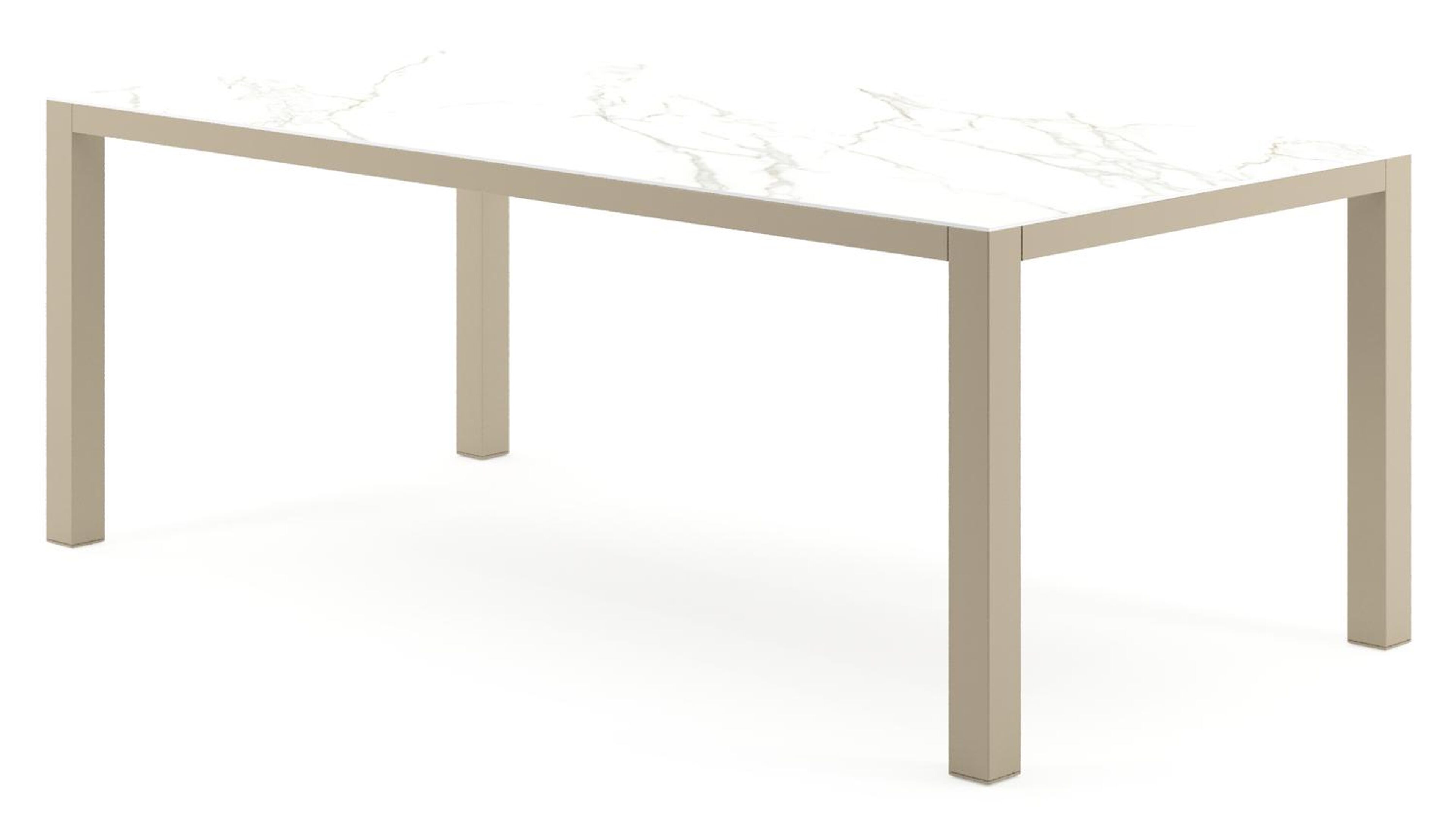 Como tuintafel rechthoekig in beige aluminium en volkeramiek Calacatta - L 200 x B 100 x H 73 cm