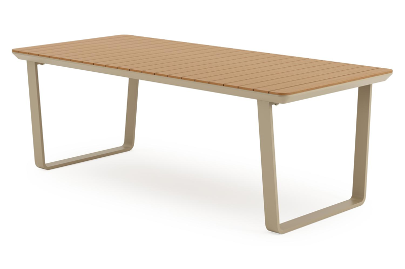 Alora tuintafel rechthoekig in beige aluminium en polywood - L 220 x B 100 x H 74 cm