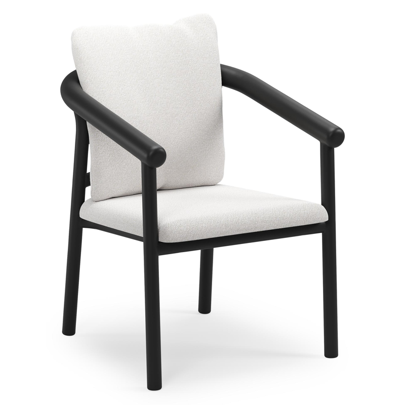 Amico stapelbare tuinstoel in zwart aluminium met stoelkussen in All Weather Solica Soul Optik