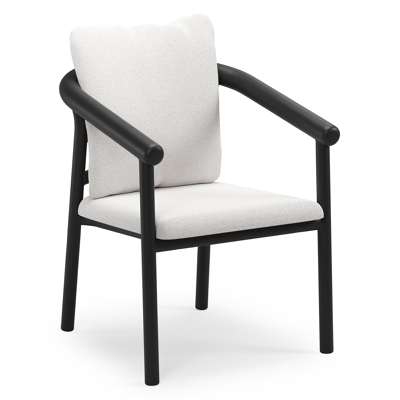 Amico stapelbare tuinstoel in zwart aluminium met stoelkussen in All Weather Solica Soul Optik