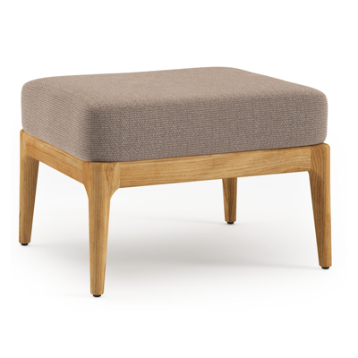 Pouf Orso en teck et coussins en all weather sunbrella® luxe Savane Earth