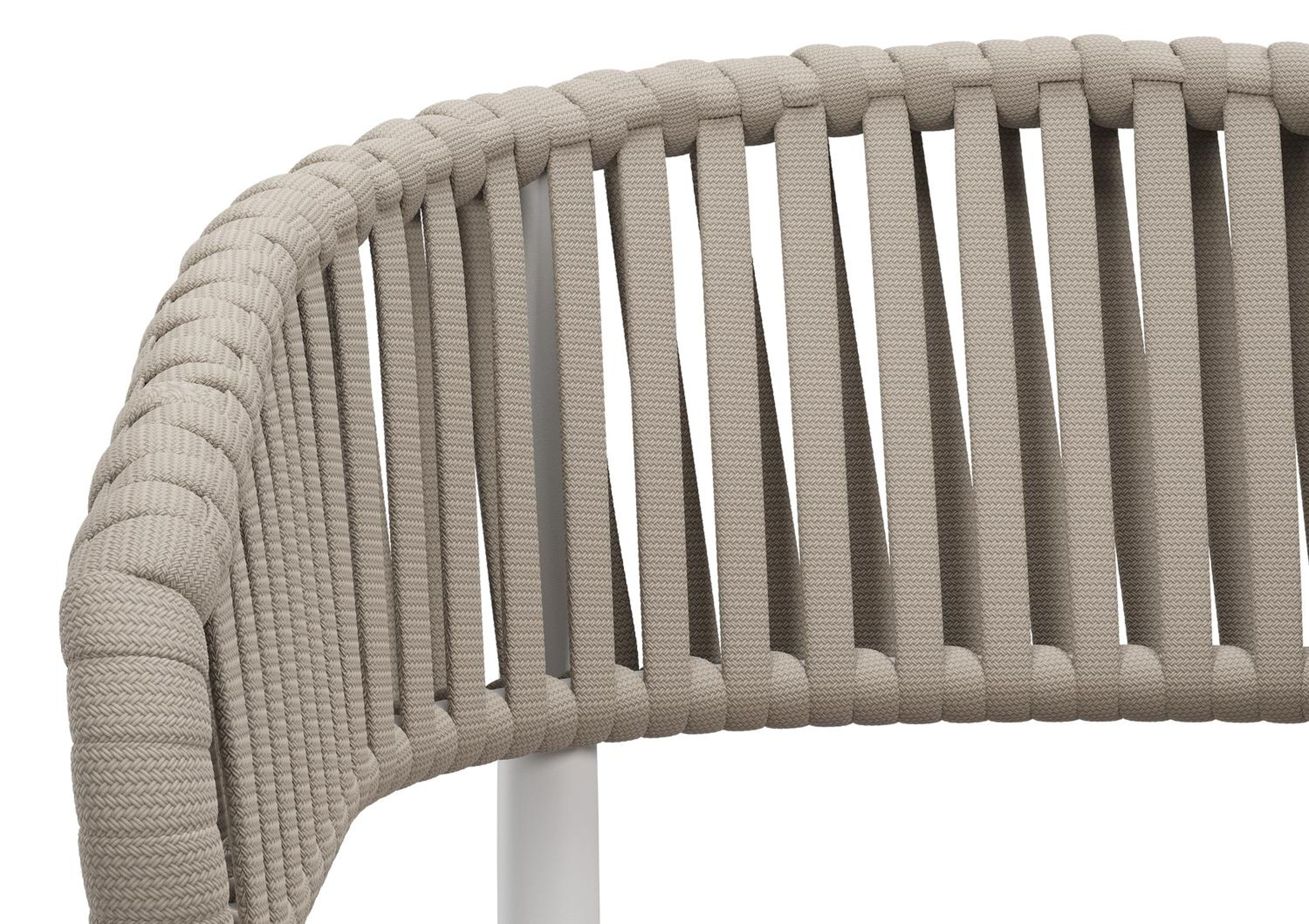 Tolfa stapelbare tuinstoel in wit aluminium en beige verticaal geweven luxe vlakke brede rope met stoelkussen in All Weather Sunbrella® Luxe Wander Granite