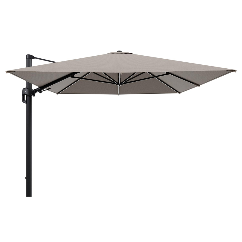 Rufina zweefparasol tiltfunctie in zwart aluminium en parasoldoek in All Weather Solica Firenze Earth - L1 400 x L2 300 cm (zonder voet) (zonder voet)