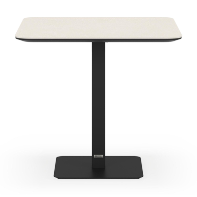 Table de jardin Fano inclinable carré arrondi en aluminium noir et céramique pleine beige - Lg. 85 x Lrg. 85 x Haut. 73 cm