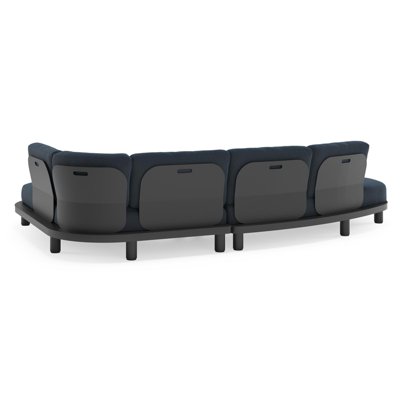 Donato loungehoek in zwart aluminium met all weather sunbrella® luxe Heritage Indigo kussen