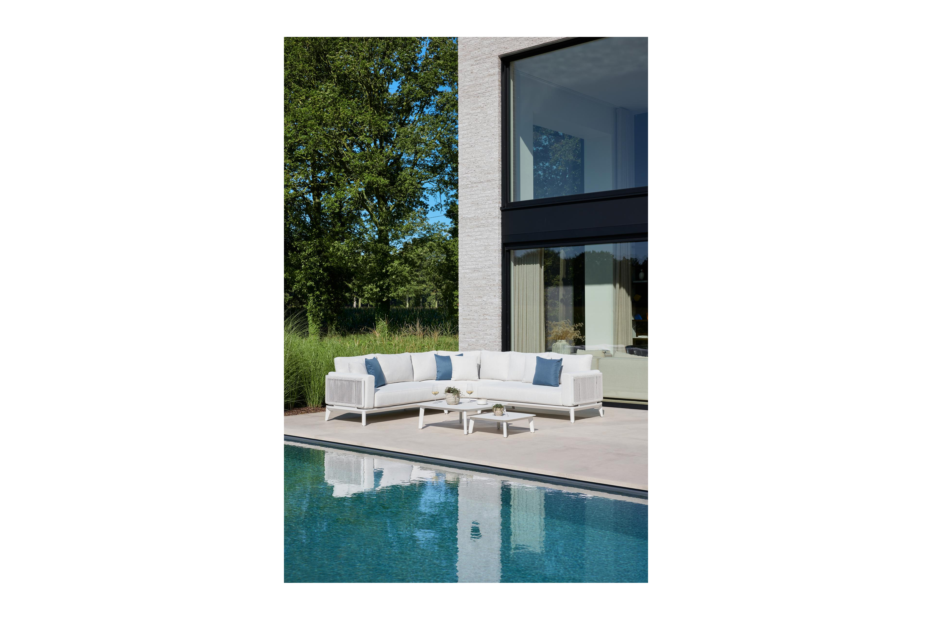 Mosa loungetafel in wit aluminium - L 85 x B 85 x H 30 cm