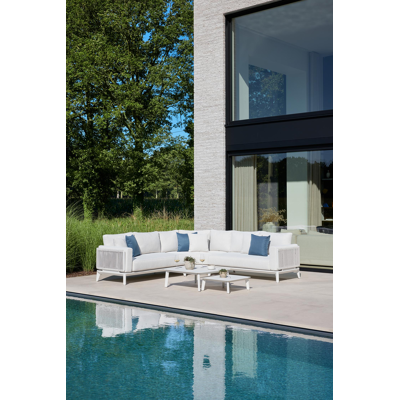 Table basse Mosa en aluminium blanc - Lg 85 x larg. 85 x H 30 cm