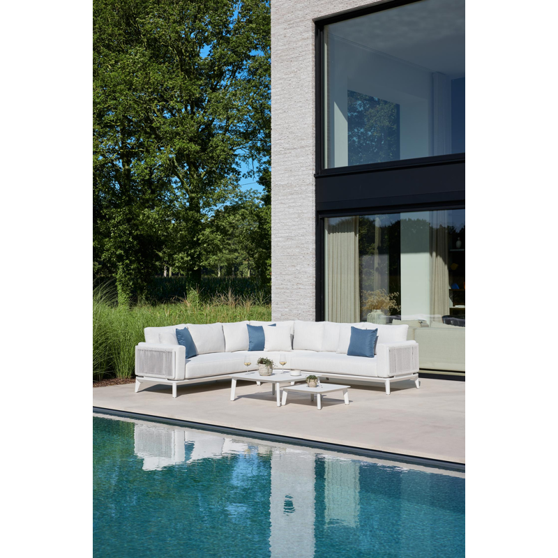 Table basse Mosa en aluminium blanc - Lg 85 x larg. 85 x H 30 cm