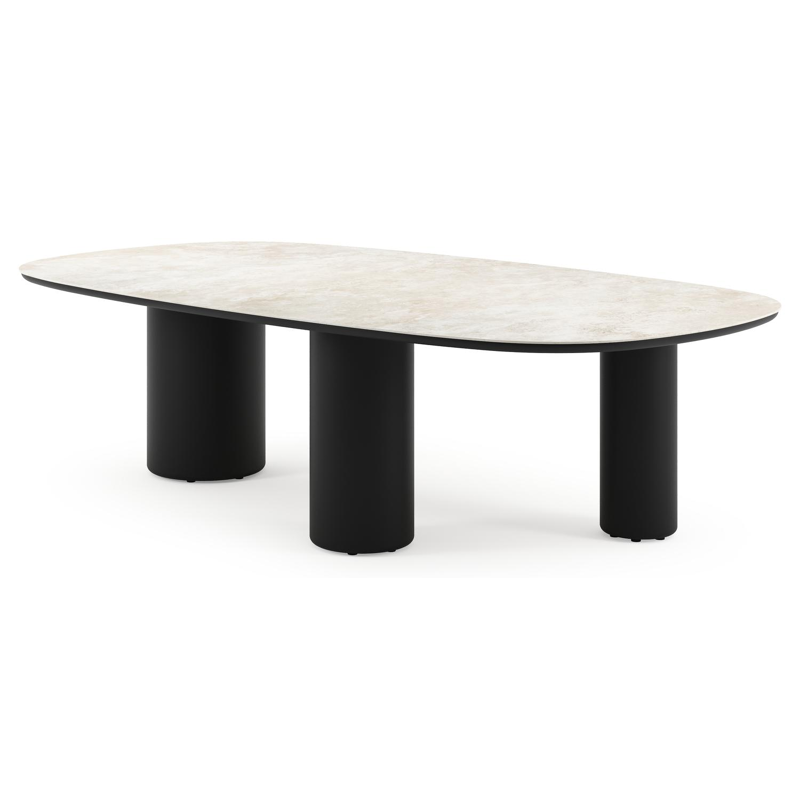 Amico tuintafel bombo xl in zwart aluminium en volkeramiek Rapolano - L 270 x B 148 x H 74 cm