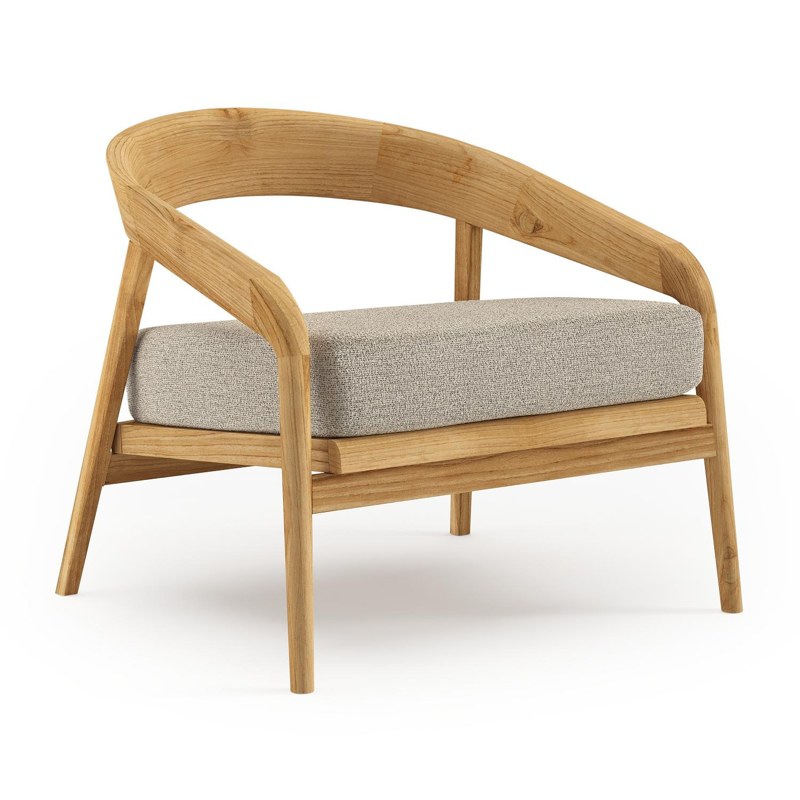 Lacrima loungestoel in teak met catania beige all weather Cosytica kussen