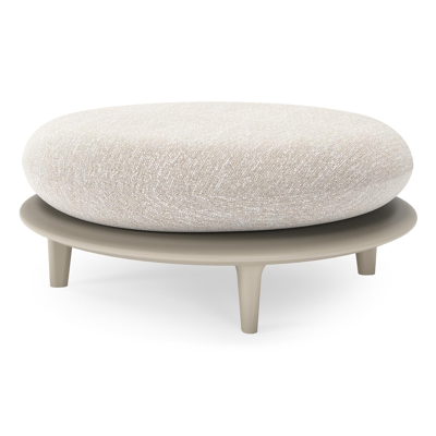 Bomero poef in beige aluminium met tundra sand all weather sunbrella® luxe kussen