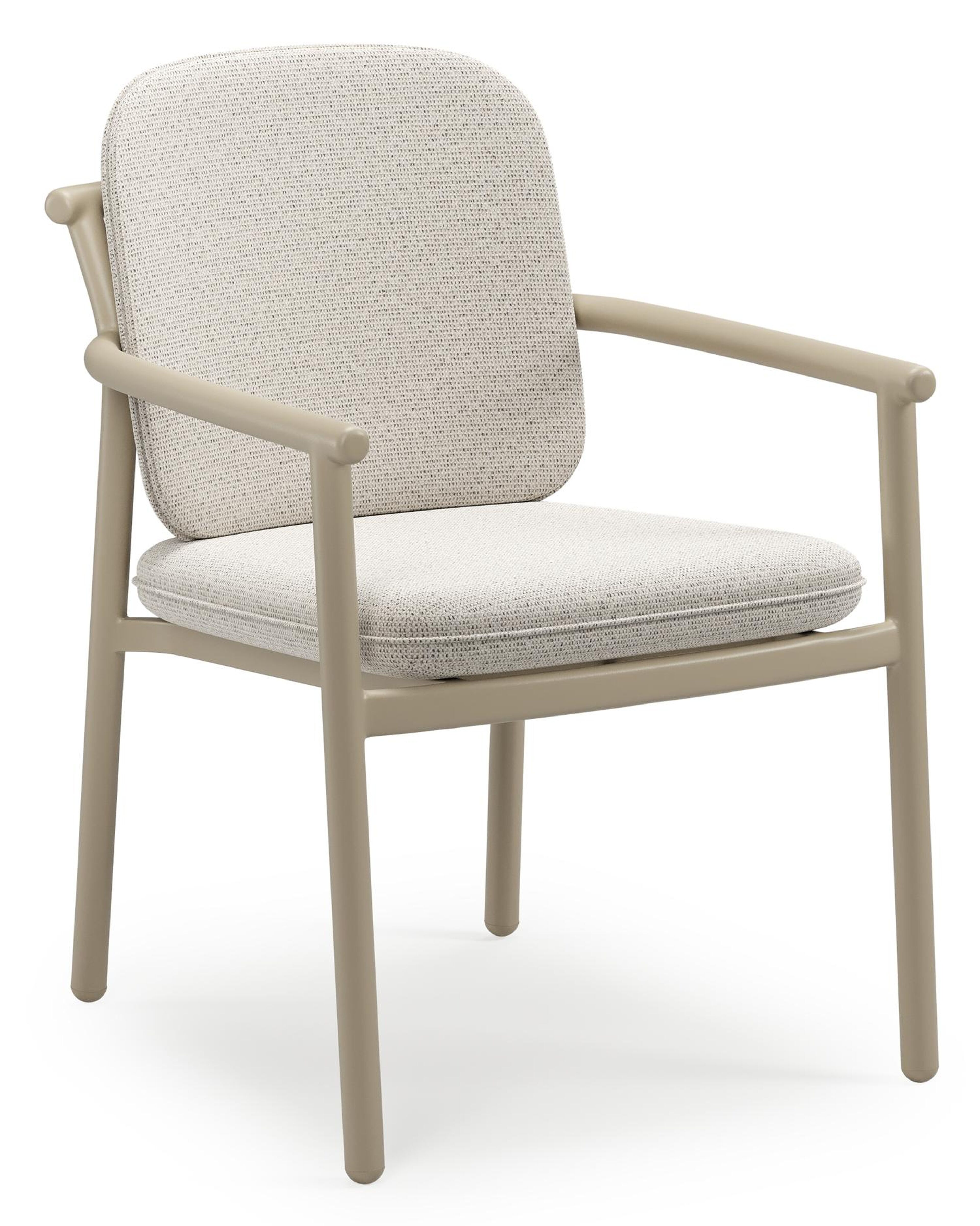 Bono stapelbare tuinstoel in beige aluminium met stoelkussen in All Weather Solica Firenze Natural