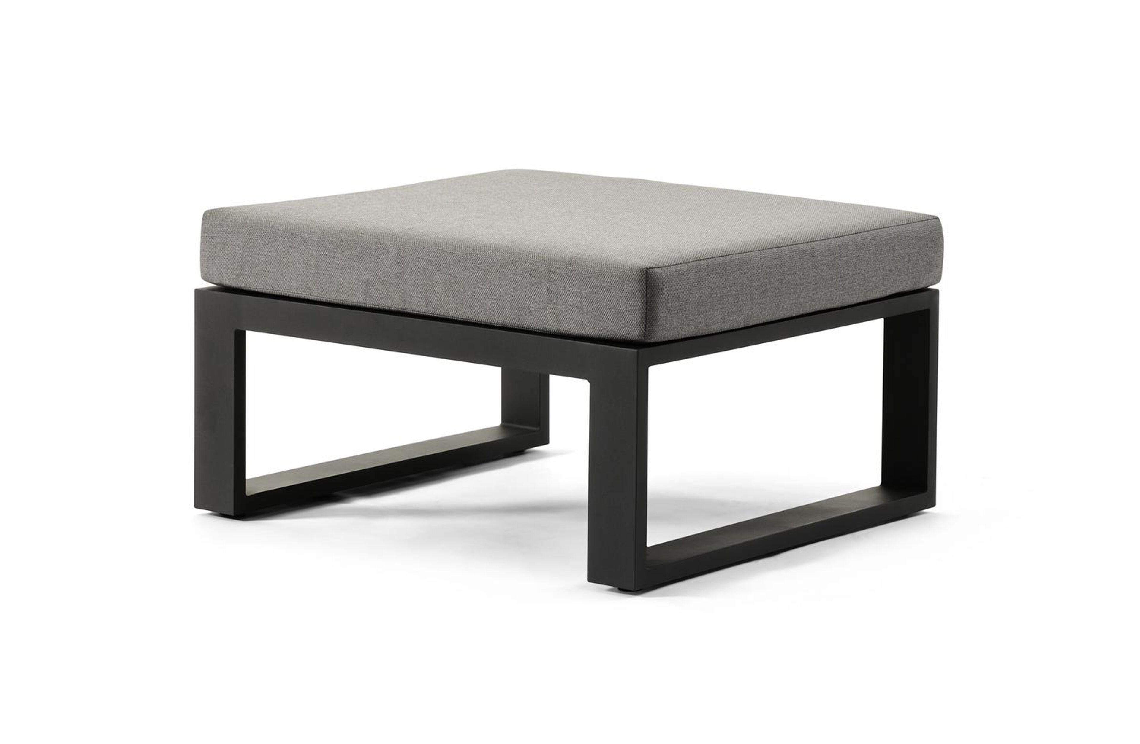 Table basse/pouf Livo en aluminium noir - Lg 84 x larg. 70 x H 32 cm