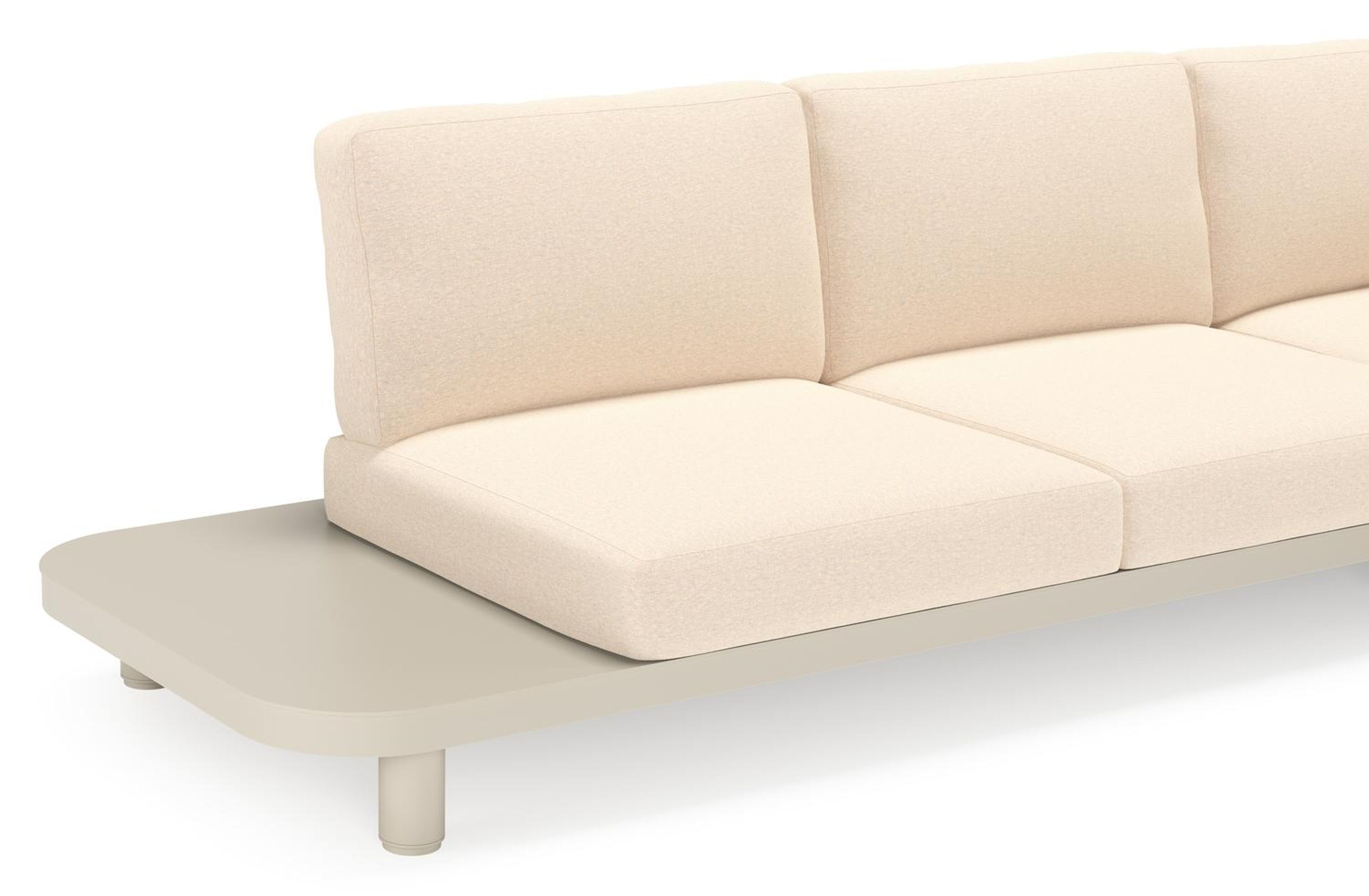 Salon de jardin d'angle Donato en aluminium beige et coussins en all weather sunbrella® luxe heritage papyrus