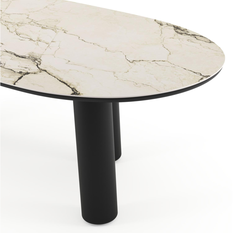 Table de jardin Amico organique en aluminium noir et céramique pleine Colorado Dunes - Lg. 240 x Lrg. 110 x Haut. 73.5 cm