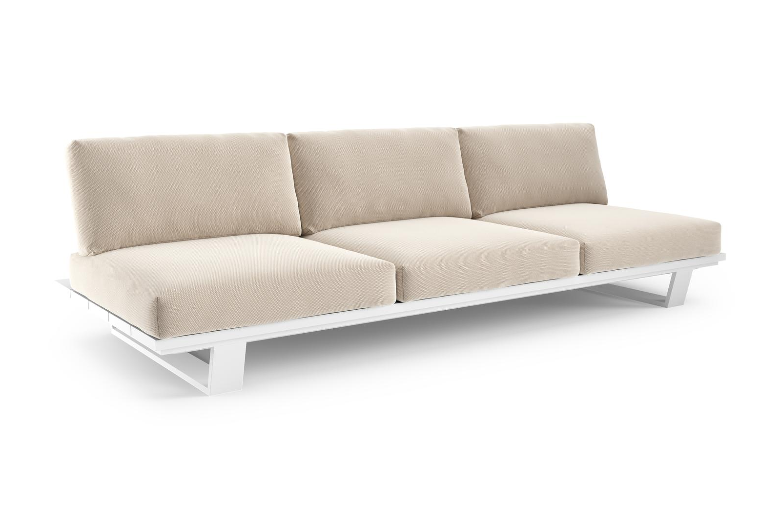 Pagino loungebank in wit aluminium met lopi antique all weather sunbrella® luxe kussen