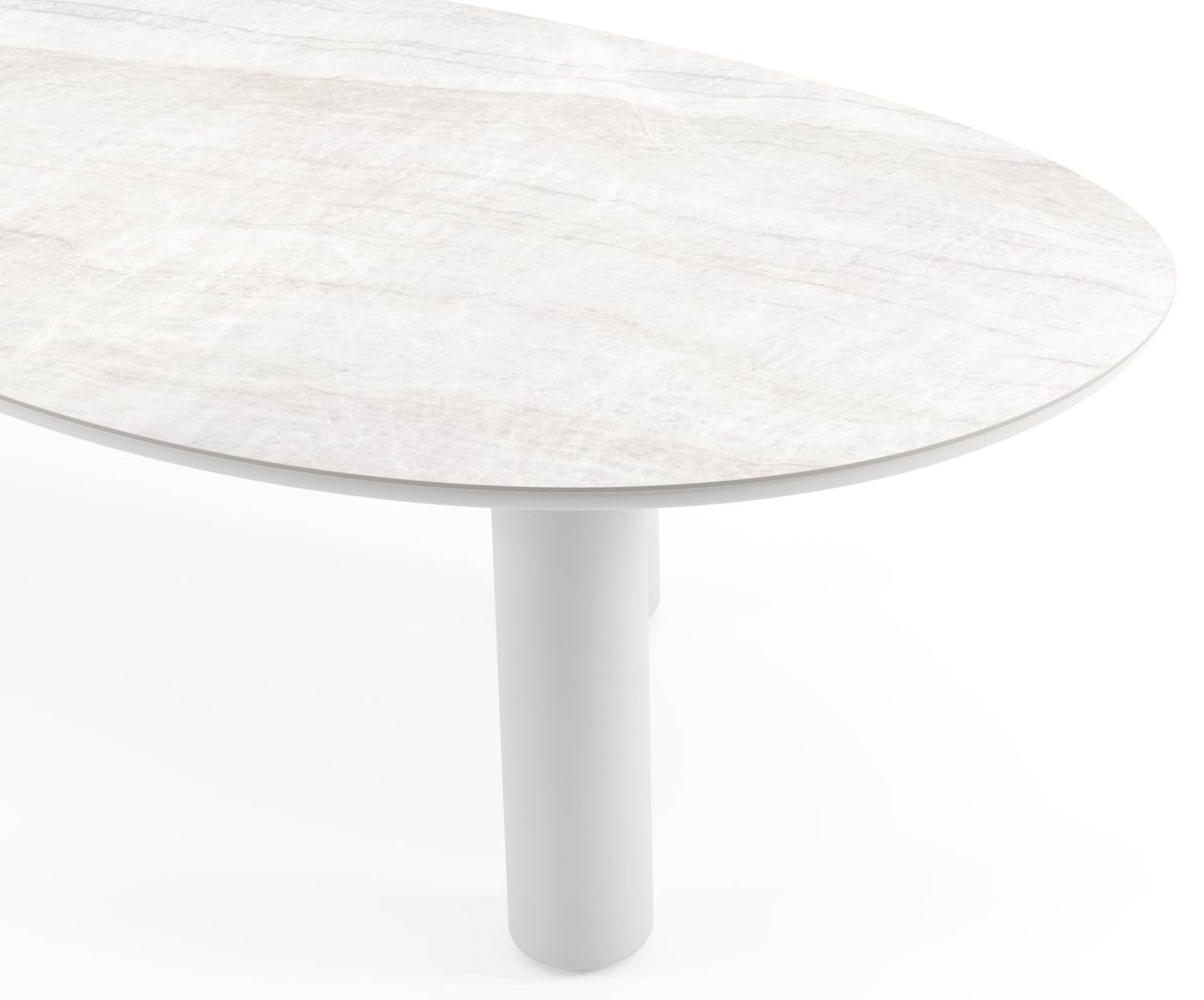 Amico tuintafel organisch in wit aluminium en volkeramiek Taj Mahal - L 320 x B 145 x H 74 cm
