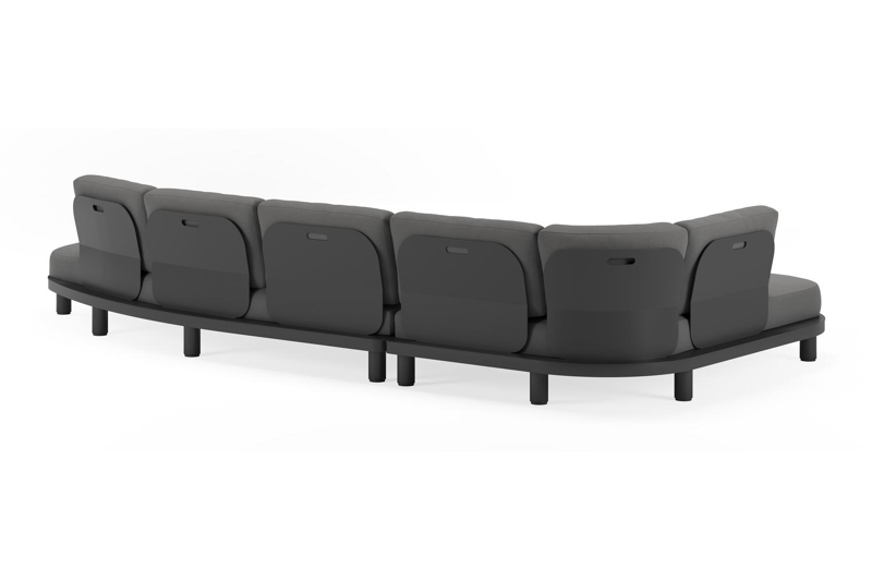 Donato loungehoek in zwart aluminium met savane zinc all weather sunbrella® luxe kussens