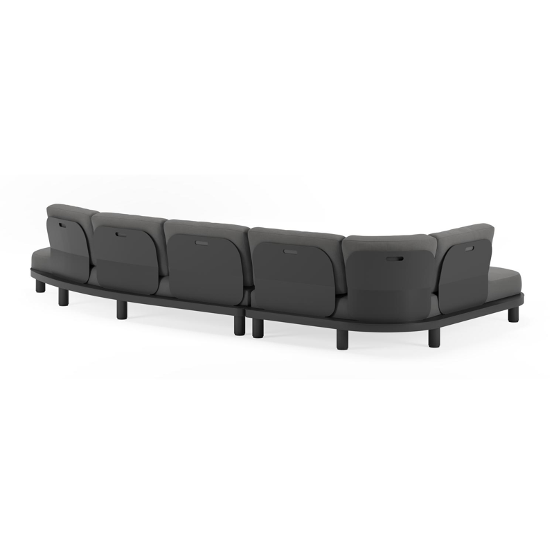 Donato loungehoek in zwart aluminium met savane zinc all weather sunbrella® luxe kussens