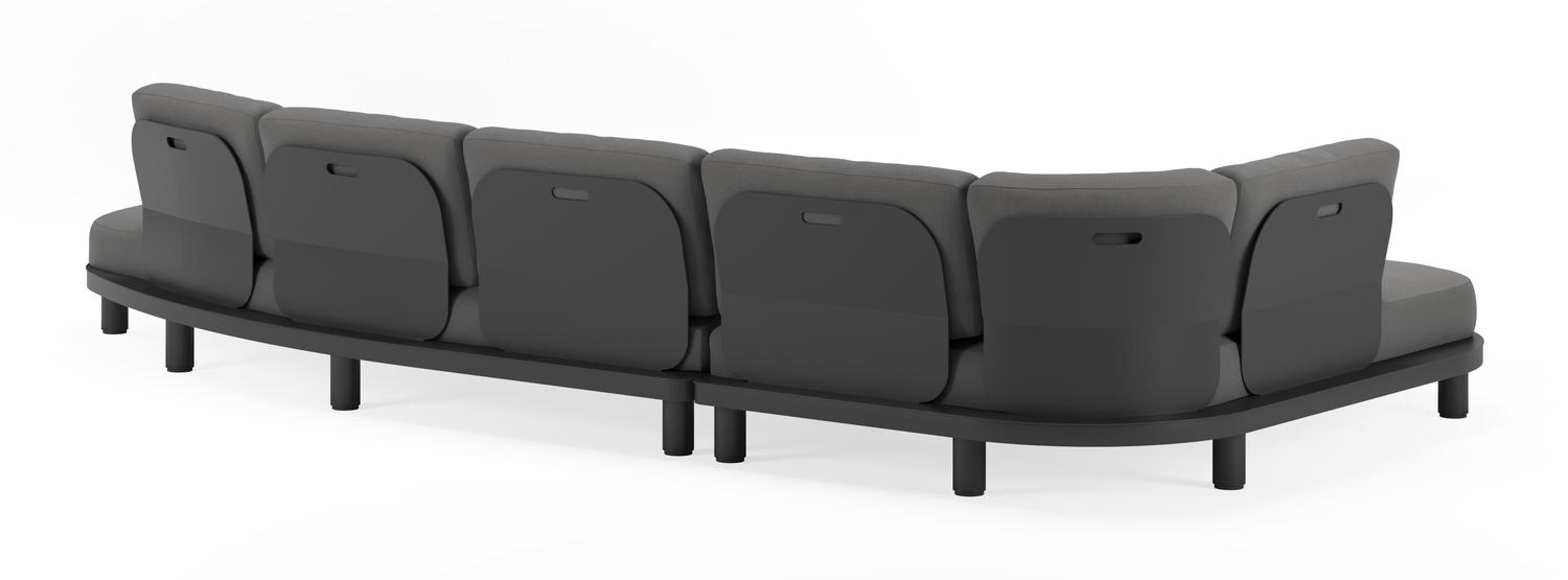 Donato loungehoek in zwart aluminium met savane zinc all weather sunbrella® luxe kussens