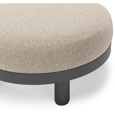 Donato lounge poef in zwart aluminium met All Weather Sunbrella® Luxe Chartres Pewter kussen