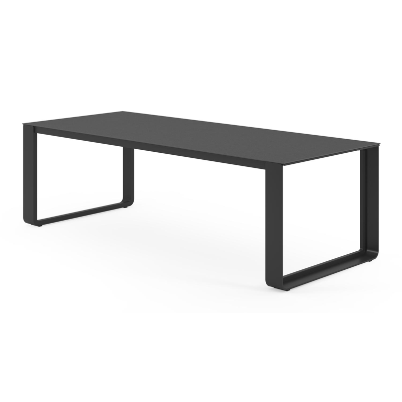 Atessa tuintafel in zwart aluminium en volkeramiek nero black - L 240 x B 100 x H 75 cm