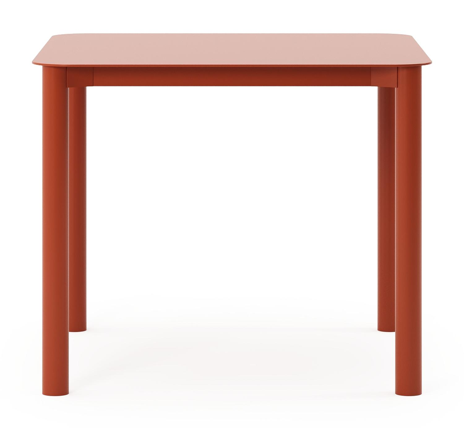 Table de jardin Orso carré arrondi en aluminium brun rouille - Lg. 90 x Lrg. 90 x Haut. 75 cm