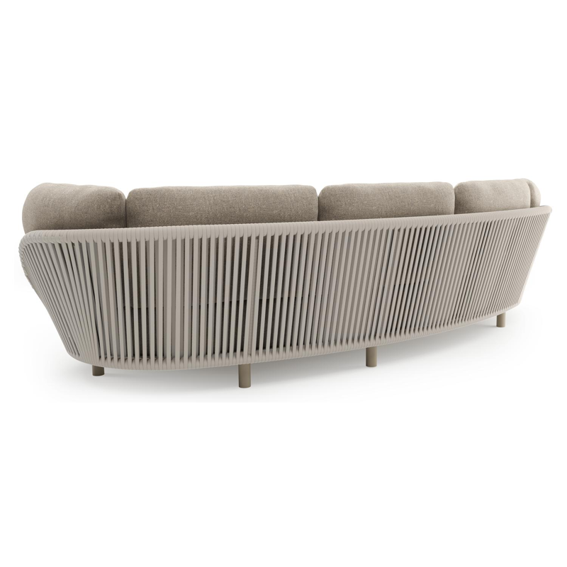 Lupino loungebank in beige aluminium en beige verticaal geweven luxe vlakke brede rope met chartres pewter all weather sunbrella® luxe kussen