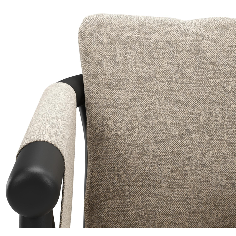 Chaise de jardin empilable Amico en aluminium noir et aluminium noir avec coussin en All Weather Sunbrella® Luxe Chartres Pewter
