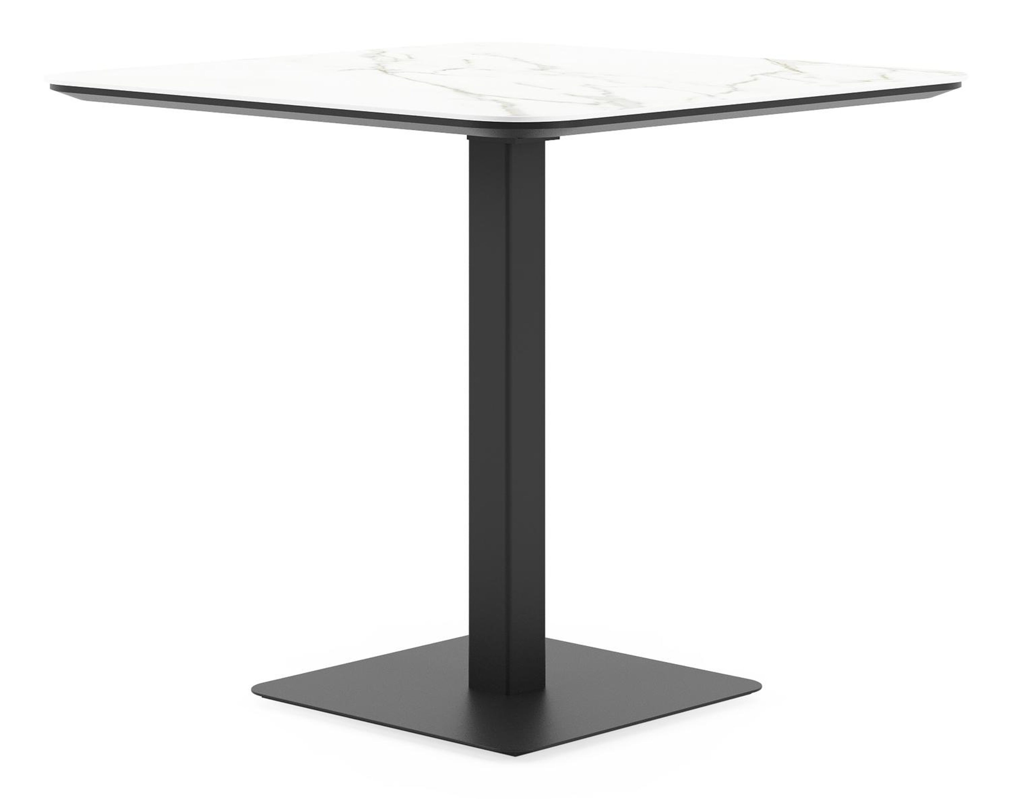 Fano kantelbare tuintafel afgerond vierkant in zwart aluminium en volkeramiek Calacatta - L 80 x B 80 x H 73 cm