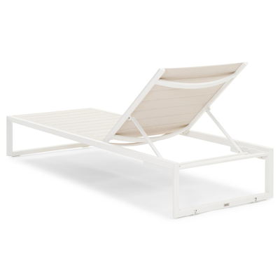 Cirello verstelbaar ligbed in wit aluminium en beige comfort textilene