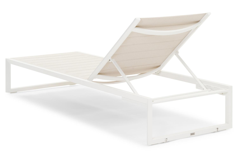 Cirello verstelbaar ligbed in wit aluminium en beige comfort textilene