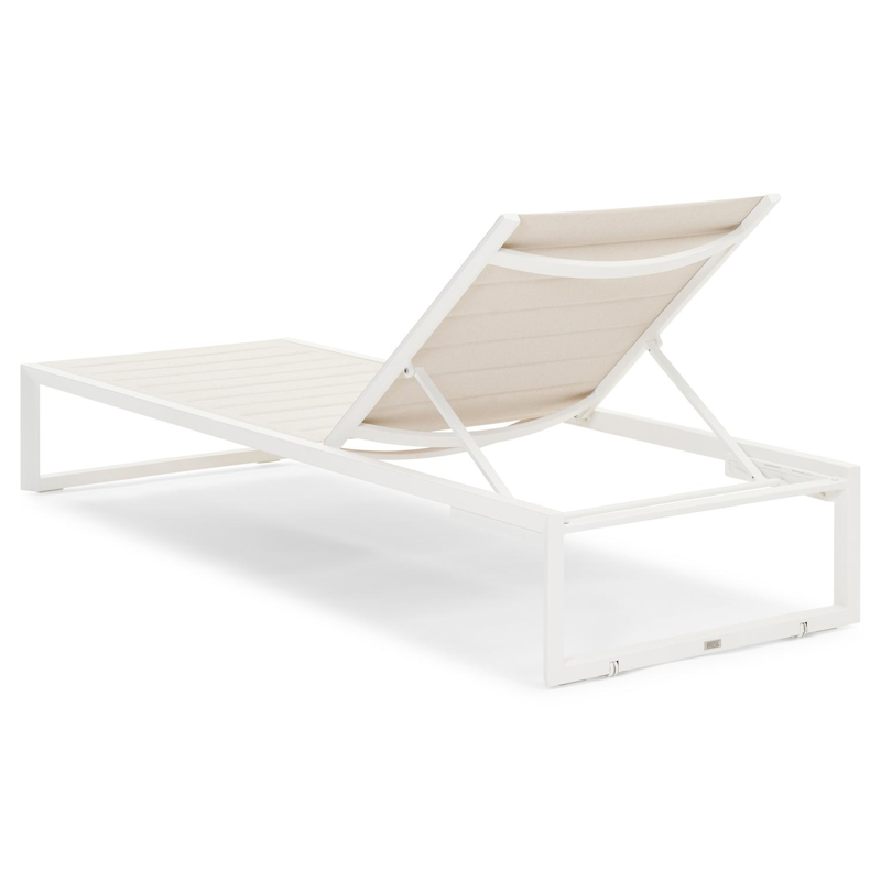 Cirello verstelbaar ligbed in wit aluminium en beige comfort textilene